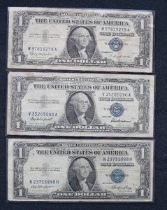 (3) Silver Certificate $1 Bills