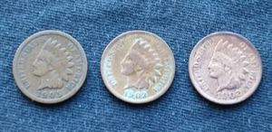 (3) Indian Head Pennies