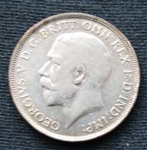 1915 British 1 Florin Silver Coin