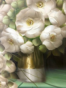 lot 9 image: Wonderful White Floral Original Painting by Lemont