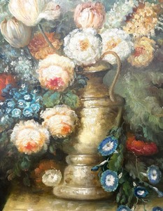 lot 29 image: Stunning Floral Original Oil Painting by L. Martin