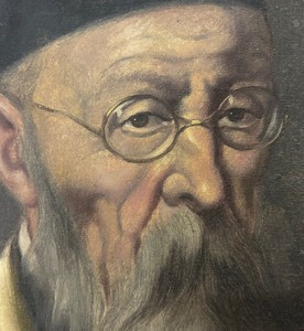 lot 70 image: Original Rabbi Portrait Framed Oil Painting