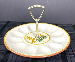 lot 158 image: Vintage Stangl Pottery Hand Painted Deviled Egg Serving Tray