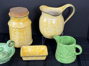 lot 169 image: Vintage Stangl Pottery Town and Country Jar, Water Pitcher, Candle Holder and More