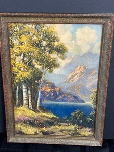 lot 134 image: Vintage Framed Birch Bordered Waters R. Atkinson Fox Print