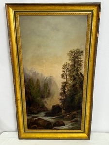 lot 193 image: Vintage Framed Original Landscape Oil on Canvas Painting