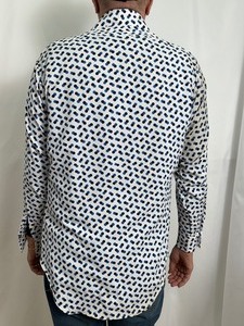 lot 161 image: Retro Black and Blue Polka Dot Long Sleeve Button Up Shirt