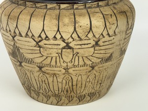 lot 12A image: Vintage Monmouth Western Stoneware Egyptian Pattern Jardinere