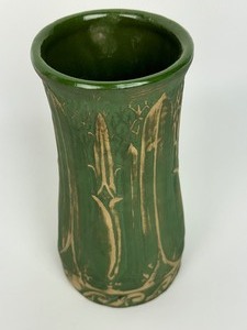 lot 228 image: Vintage Monmouth Pottery Green Art Deco Vase