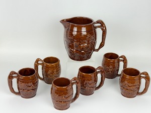 lot 229 image: Vintage Monmouth Seven Piece Beverage Hunting Dog Set