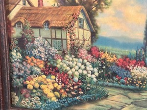 lot 247 image: Vintage Framed R. Atkinson Fox Print An Old Fashioned Garden