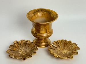 lot 242 image: Three Pieces of Vintage Granada Gold Stangl Pottery