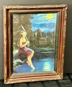 lot 239 image: Vintage Framed Native American Maiden Print