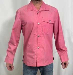 lot 72A image: Vintage Bright Pink Button Up Dress Shirt