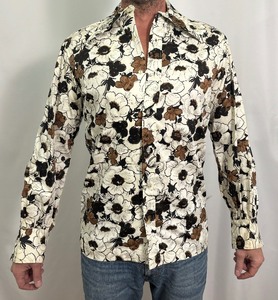 lot 99A image: Groovy Floral Design Handmade One of a Kind Button Up long Sleeve Dress Shirt