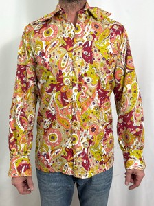 lot 176A image: Vibrant Vintage One of a Kind Handmade Button Up Long Sleeve Shirt