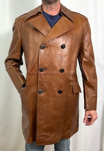 lot 152A image: Vintage Brown Cortefiel Leather Coat