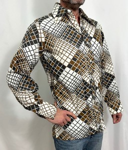 lot 305 image: Vintage Geometric One of a Kind handmade Button Up Shirt
