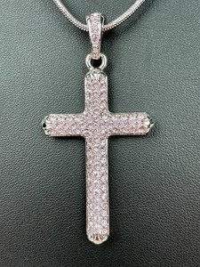 lot 339 image: Light Pink Swarovski Crystal Cross Pendant Necklace