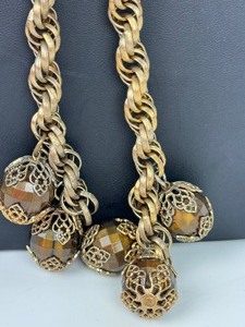 lot 333 image: Vintage Gold Tone Rope Lanyard Style Necklace by Adriane