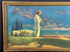 lot 294 image: Vintage Framed R. Atkinson Fox Print, The Good Shepard