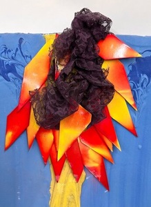 lot 10A image: Art Videen Untitled Mixed Media Fresco-Style Art Piece - 6 Feet High