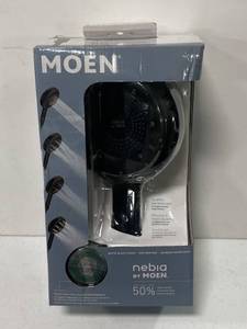 lot 3 image: Brand New MOEN Quattro N401H0BL 4-Spray Patterns with 6.5 in. Single Wall Mount Handheld Shower Head with Magnetix in Matte Black ($164 Retail Value)