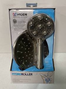 lot 8 image: Brand New Moen 205C0SRN HydroRoller Massage 3-Spray 7.5 in. Dual Handheld Shower Head with Body Spray in Spot Resist Brushed Nickel ($119 Retail Value)