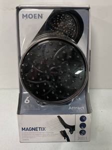 lot 9 image: Brand New Moen 26008BRB Attract with Magnetix 6-spray 6.75 in. Dual Shower Head and Adjustable Handheld in Mediterranean Bronze ($109 Retail Value)