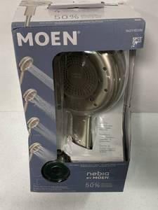 lot 10 image: Brand New Quattro N401H0SRN 4-Spray Patterns 6.5 in. Single Wall Mount Handheld Shower Head in Spot Resist Brushed Nickel ($142 Retail Value)
