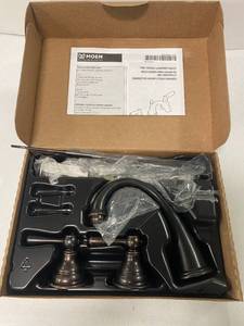 lot 19 image: Brand New MOEN MOEN T6125ORB Kingsley 8 in. Widespread 2 Handle High Arc Bathroom Faucet Trim Kit in Oil Rubbed Bronze (Valve Not Included) ($286 Retail Value)