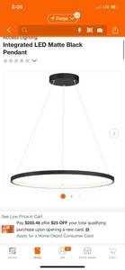 lot 27 image: Brand New Access Lighting Integrated LED MATTE Black Pendant ($275 Retail Value)