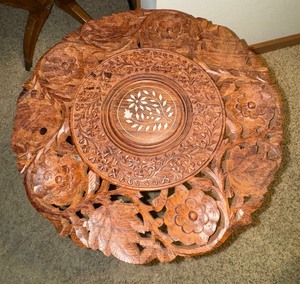 lot 5 image: Nice Carved Table with Inlay
