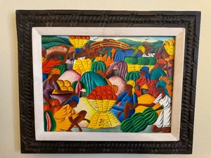 lot 21 image: Framed Haiti Oil Painting