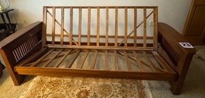 lot 23 image: Wood Futon Sofa  Bed
