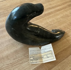 lot 113 image: Hand Made Sea Lion by Canadian Eskimo Artist Moses Echalook
