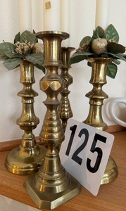 lot 125 image: Lot of Brass Candlesticks
