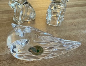 lot 154 image: Waterford Crystal Dove and Two Glass Dogs