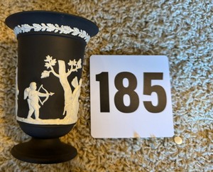 lot 185 image: Wedgewood Jasperware Black and White Vase