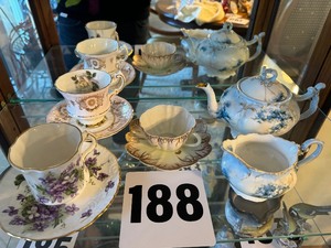 lot 188 image: Lot of Tea Cups with Cream and Sugar