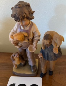 lot 192 image: Heinzellerhaus Wood Figurine of Boy and Dog