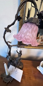 lot 318 image: Beautiful Table Lamp with Lady on Swing