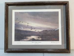lot 118 image: Framed Prairie Pothole Pintail Print By Les Kouba