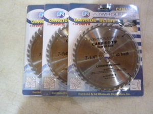 lot 119 image: 3 AJ Wholesale Carbide-Tip Saw Blades