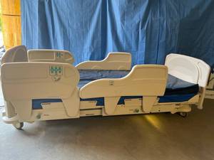lot 72 image: MSRP $22,000 Styrker CHG Spirit MedSurg Hospital Long Term Care Patient Bed - Ultra-low reduces falls injury & trauma, Chair Position, Contour Position, Scale & Bed Exit Alarm Plus Used Mattress - Works Great See Youtube No Reserve