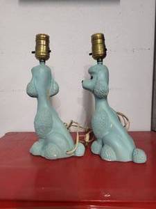 Vintage 1956 Flair Poodle Lamps BlueTurquoise Color Very Rare