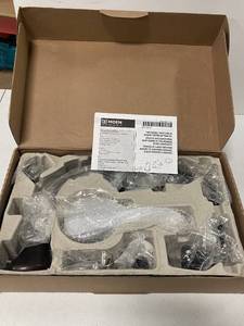 lot 16 image: Brand New MOEN Eva T944ORB 2-Handle Deck-Mount Roman Tub Faucet Trim Kit with Handshower in Oil Rubbed Bronze (Valve Not Included) ($444 Retail Value)