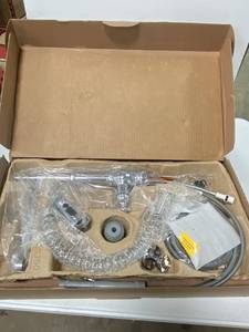 lot 19 image: Brand New MOEN S72103 Paterson Single-Handle Pre-Rinse Spring Pulldown Sprayer Kitchen Faucet with Power Clean in Chrome ($637 Retail Value)