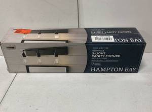 lot 23 image: Brand New Hampton Bay Northvale 24 in. 3-Light Matte Black Industrial Bathroom Vanity Light ($49 Retail Value)