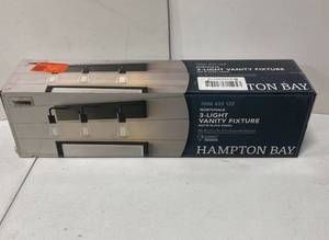 lot 24 image: Brand New Hampton Bay Northvale 24 in. 3-Light Matte Black Industrial Bathroom Vanity Light ($49 Retail Value)